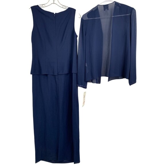 Size 10 R&M Richards 2-Piece Navy Gown & Sheer Jacket Mother of Bride NWT 8555 - Picture 7 of 13